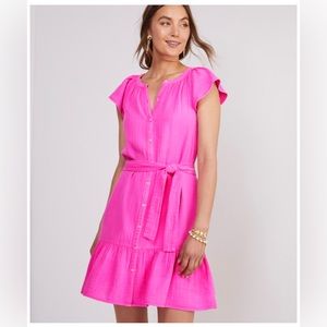 Vineyard Vines Seastitch Double Gauze Flutter-Sleeve Shirt Dress Size Small